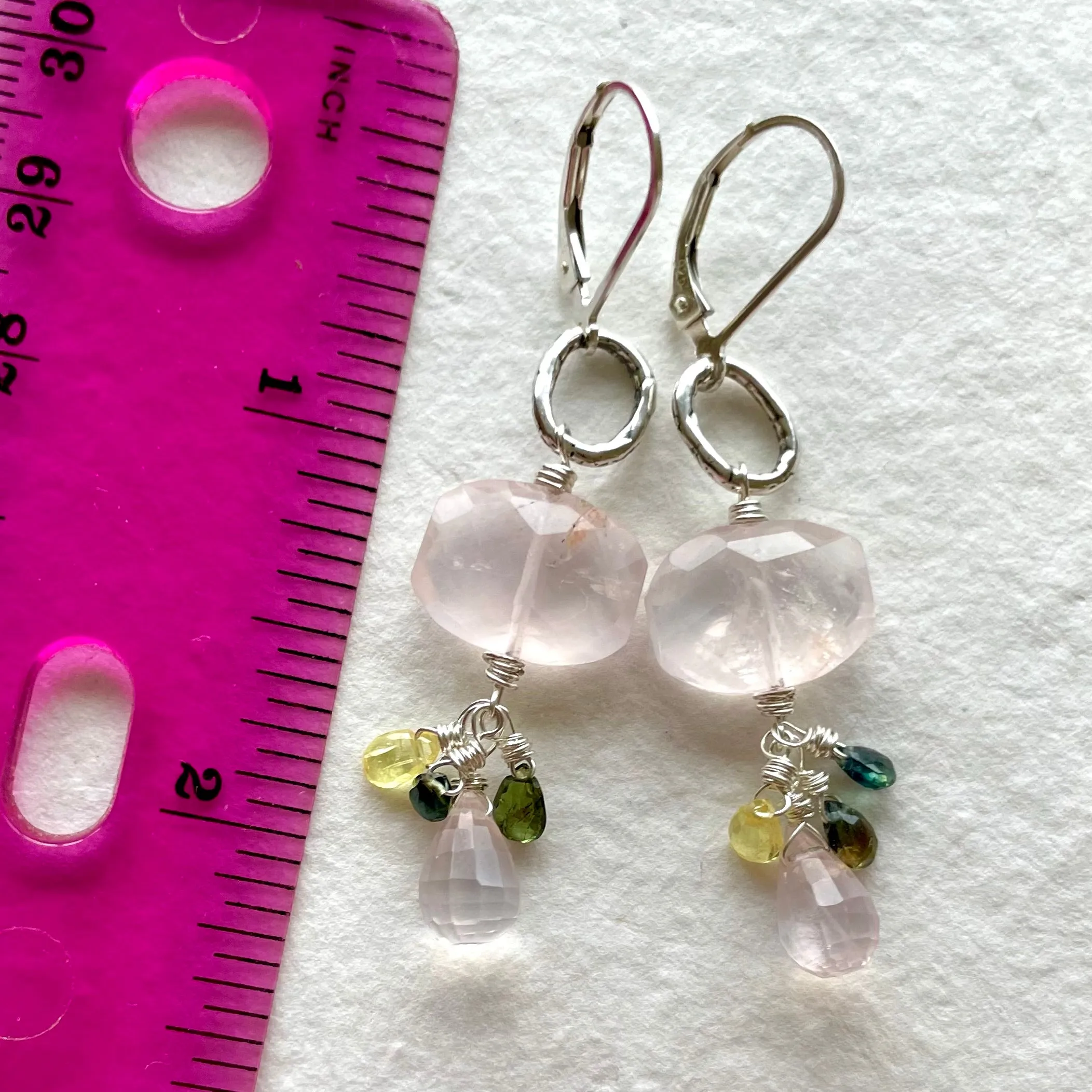 Rose Quartz and Sapphire Dangles