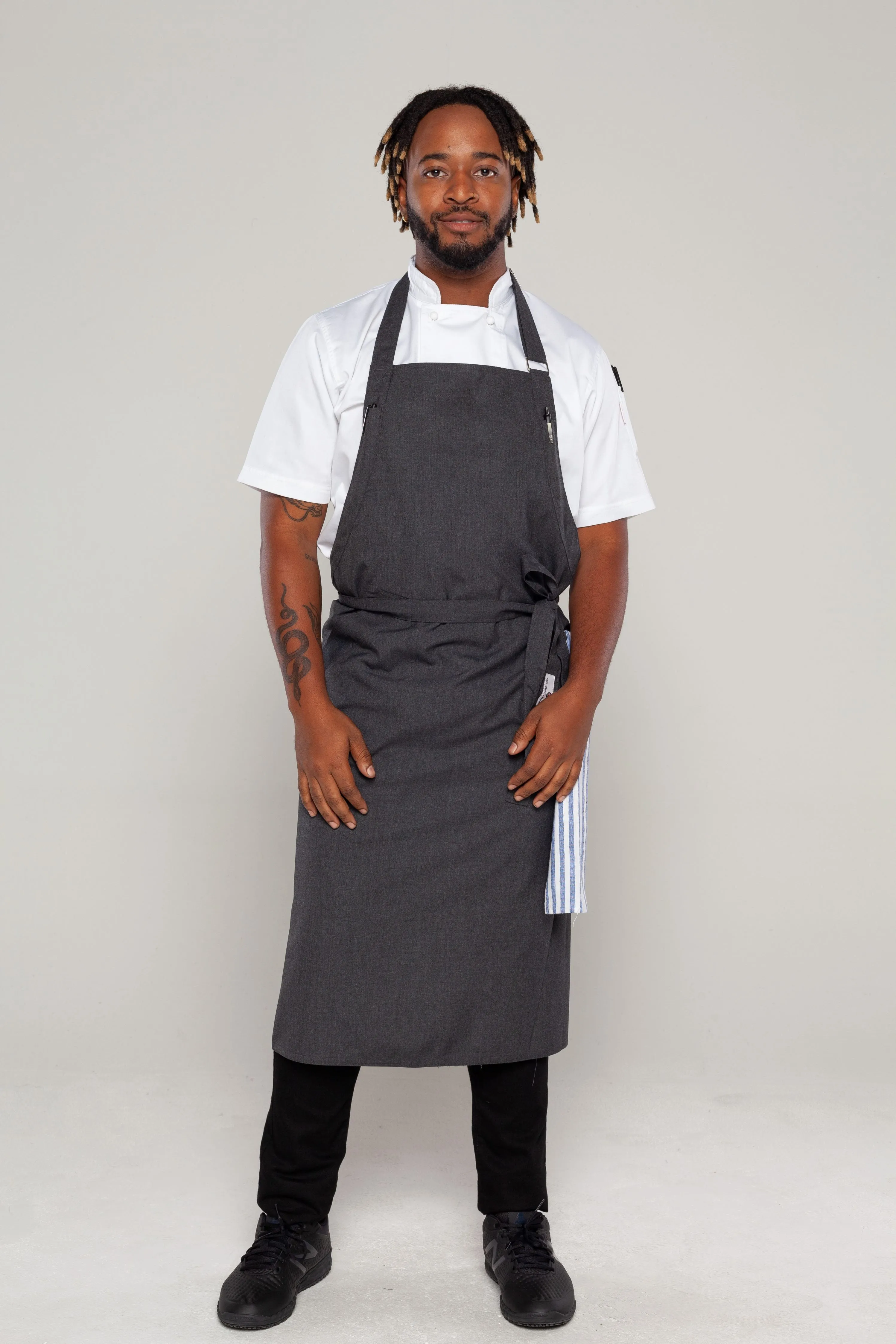 Ross charcoal grey bib Chef Apron Large Size