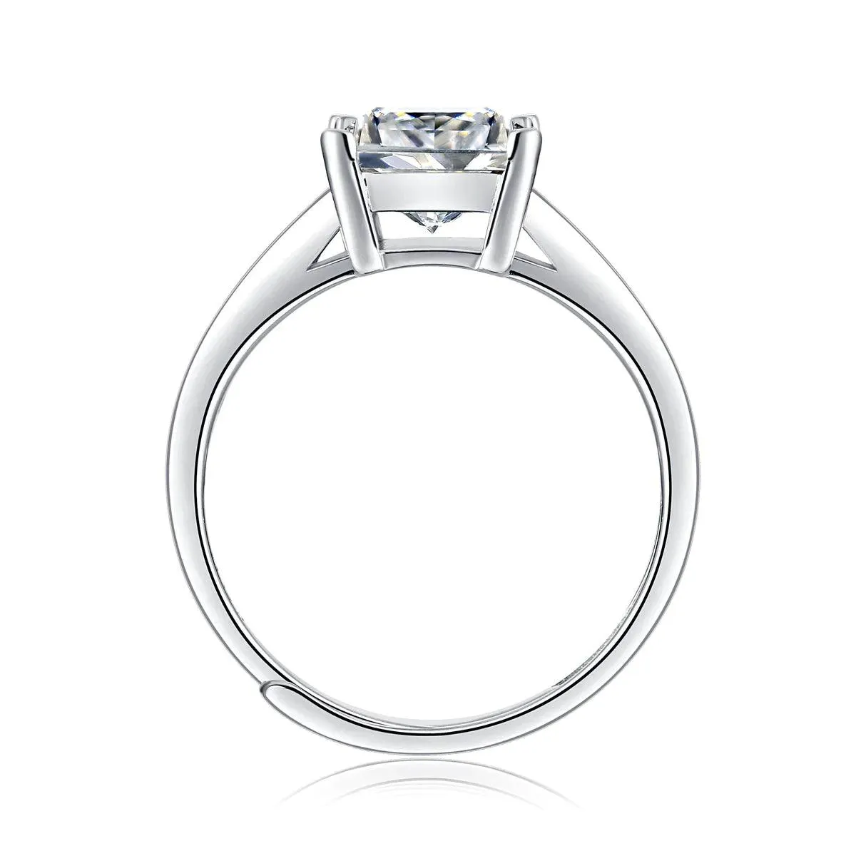 RSR 323 Princess Cut Moissanite Diamond White Minimalist Band Ring Adjustable