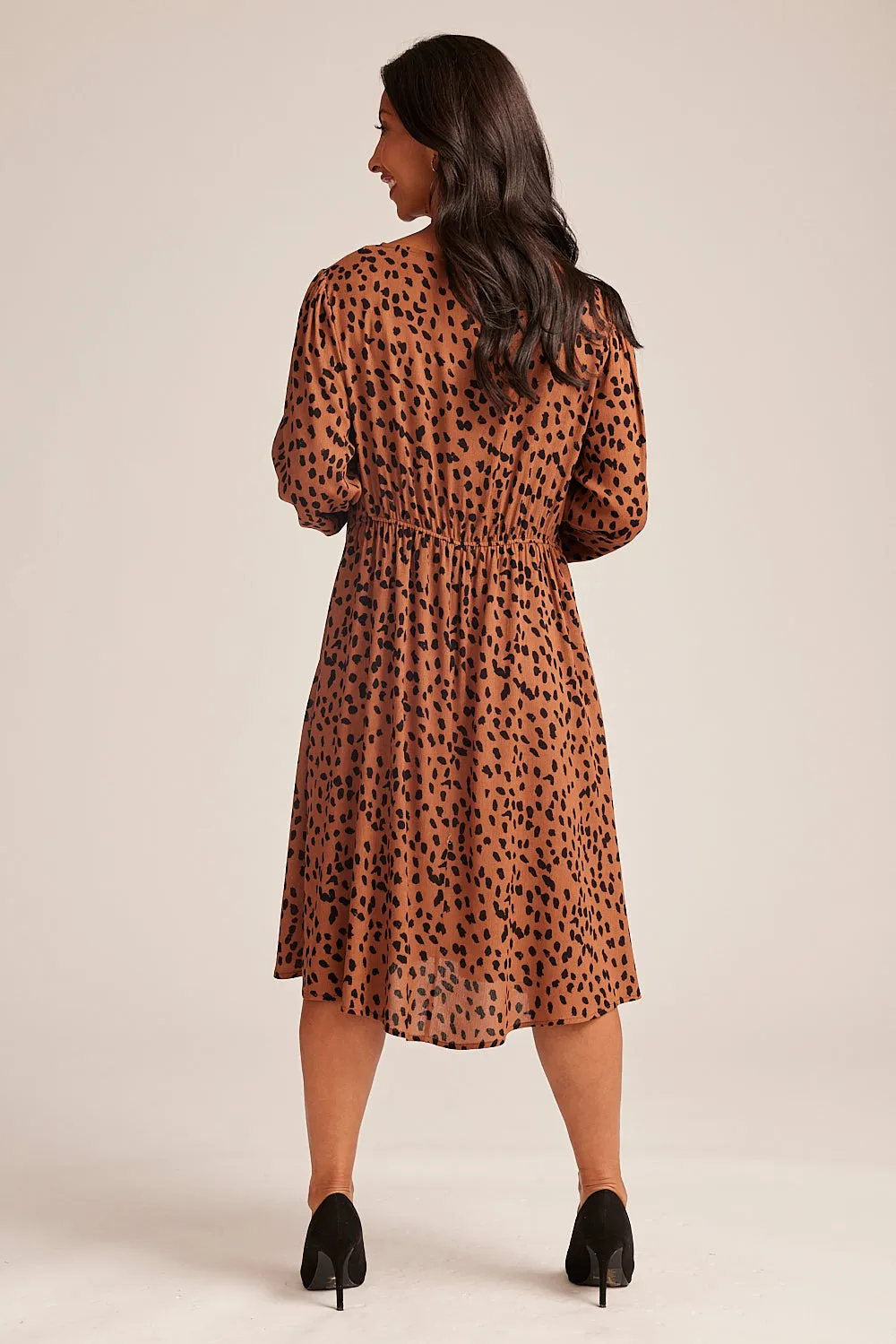 Saloos Rust Spotty Midi Dress