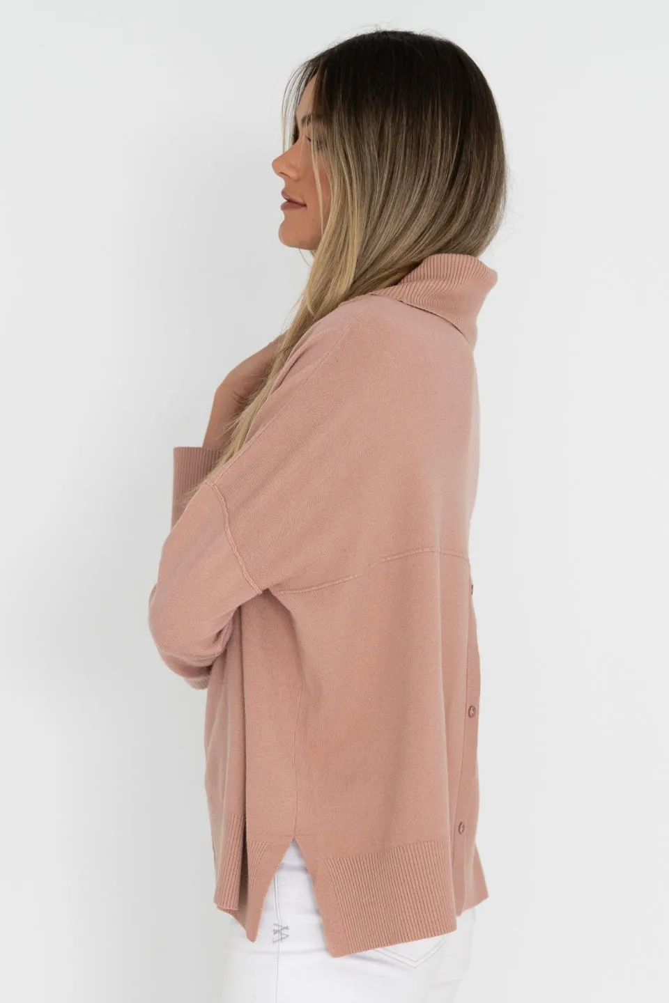 Sana Super Soft Roll Neck Deep Blush Jumper