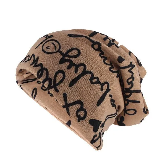 Scribbled Letters Style Beanie, Scarf or Skullie