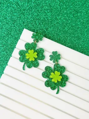 Shimmering Lucky Clover Dangle Earrings