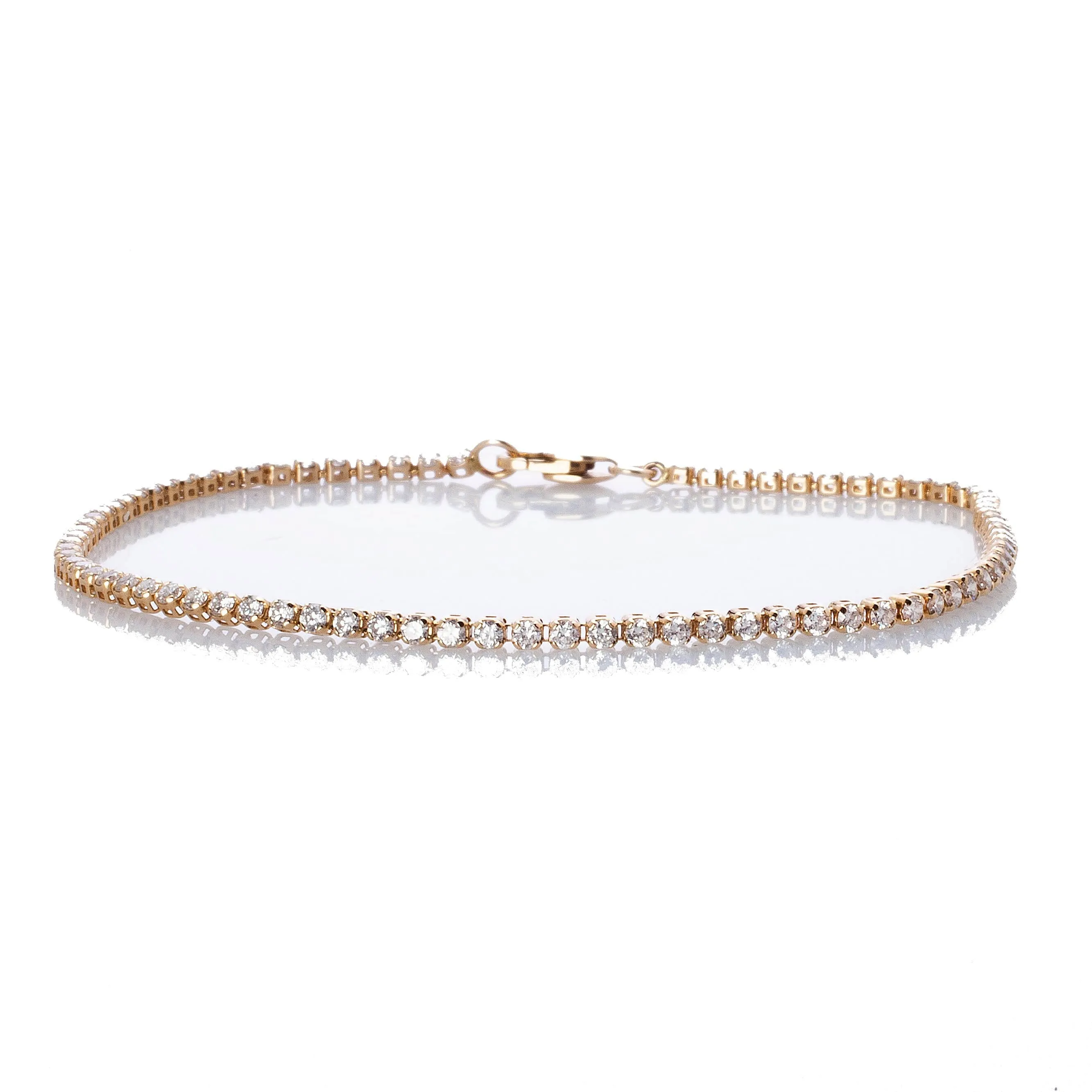 Small 14K Gold Diamond Tennis Anklet Invisible Setting