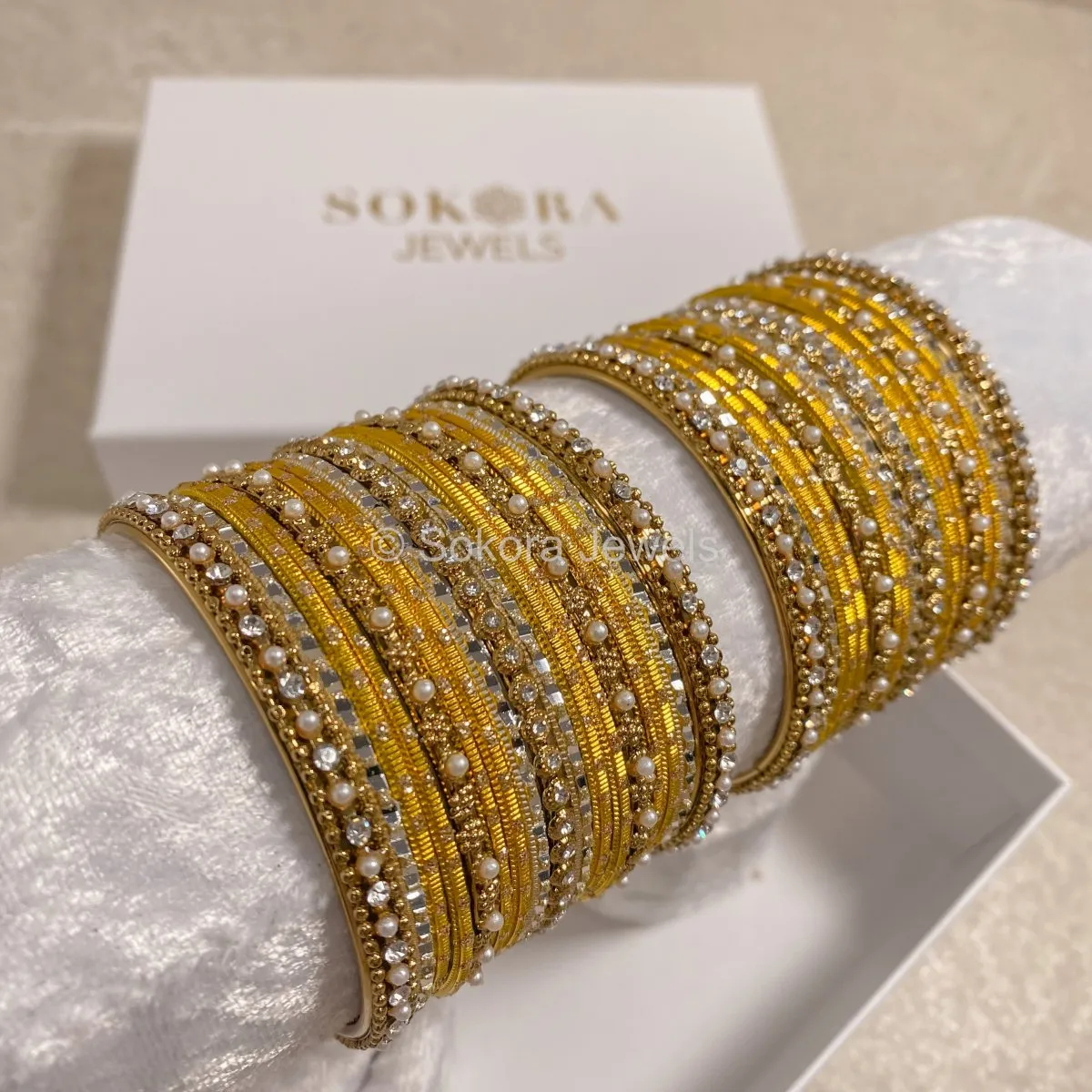 Small Yellow Glitter Bangle set