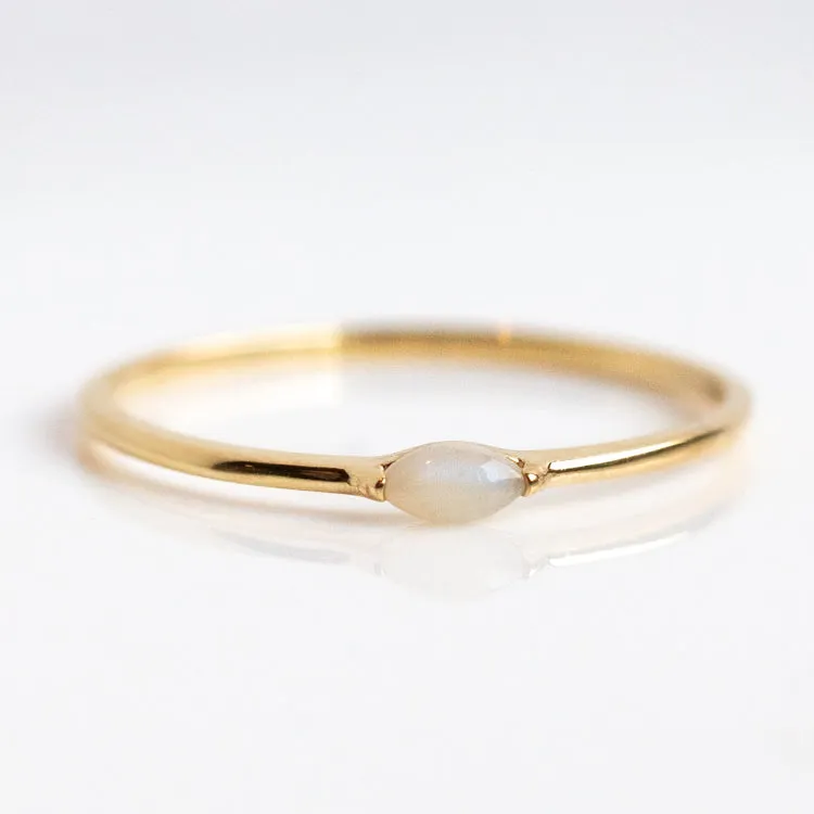 Solid Gold Simple Opal Band