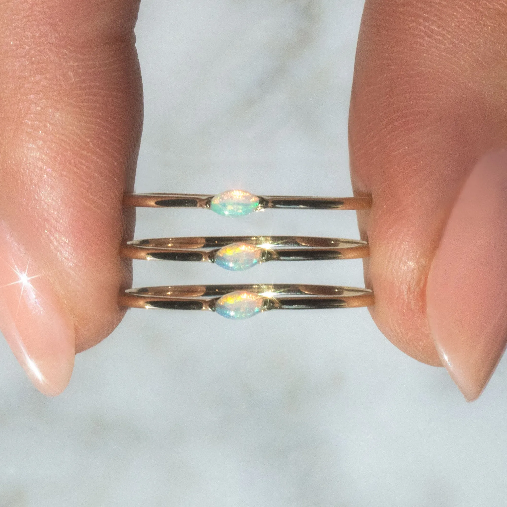 Solid Gold Simple Opal Band