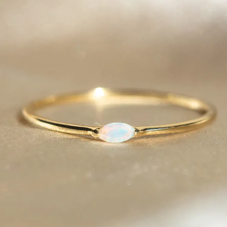 Solid Gold Simple Opal Band