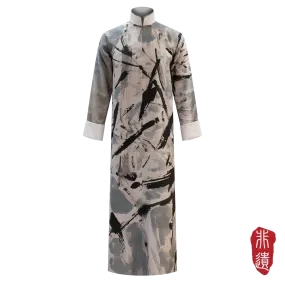 SPARKLE COLLECTION x HKMoA【BAMBOO IN SNOW】Masterpiece Collection Haute Couture 100% Silk Long Robe Cheongsam (高風亮節) (高劍父)