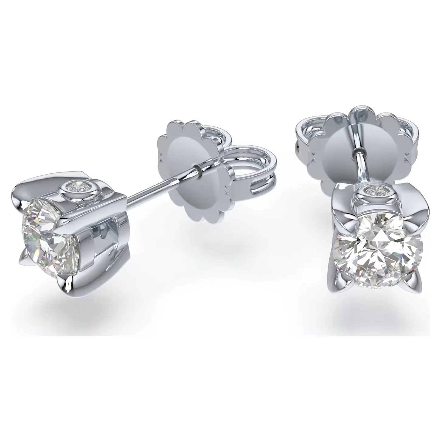 Swarovski Diamond Round Stud 14K White Gold Earrings .75ctw