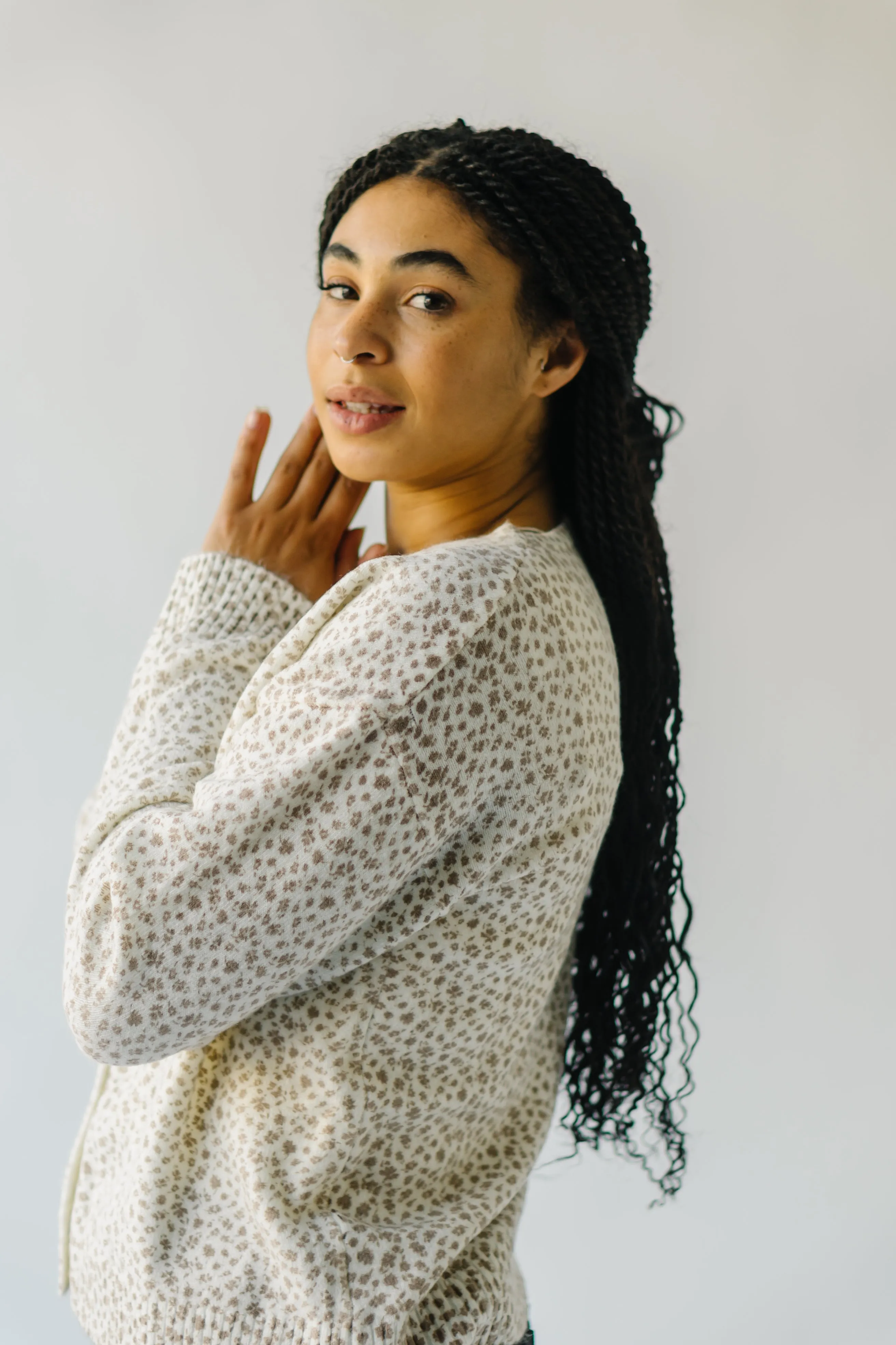 The Chaplin Floral Cardigan in Cream   Taupe