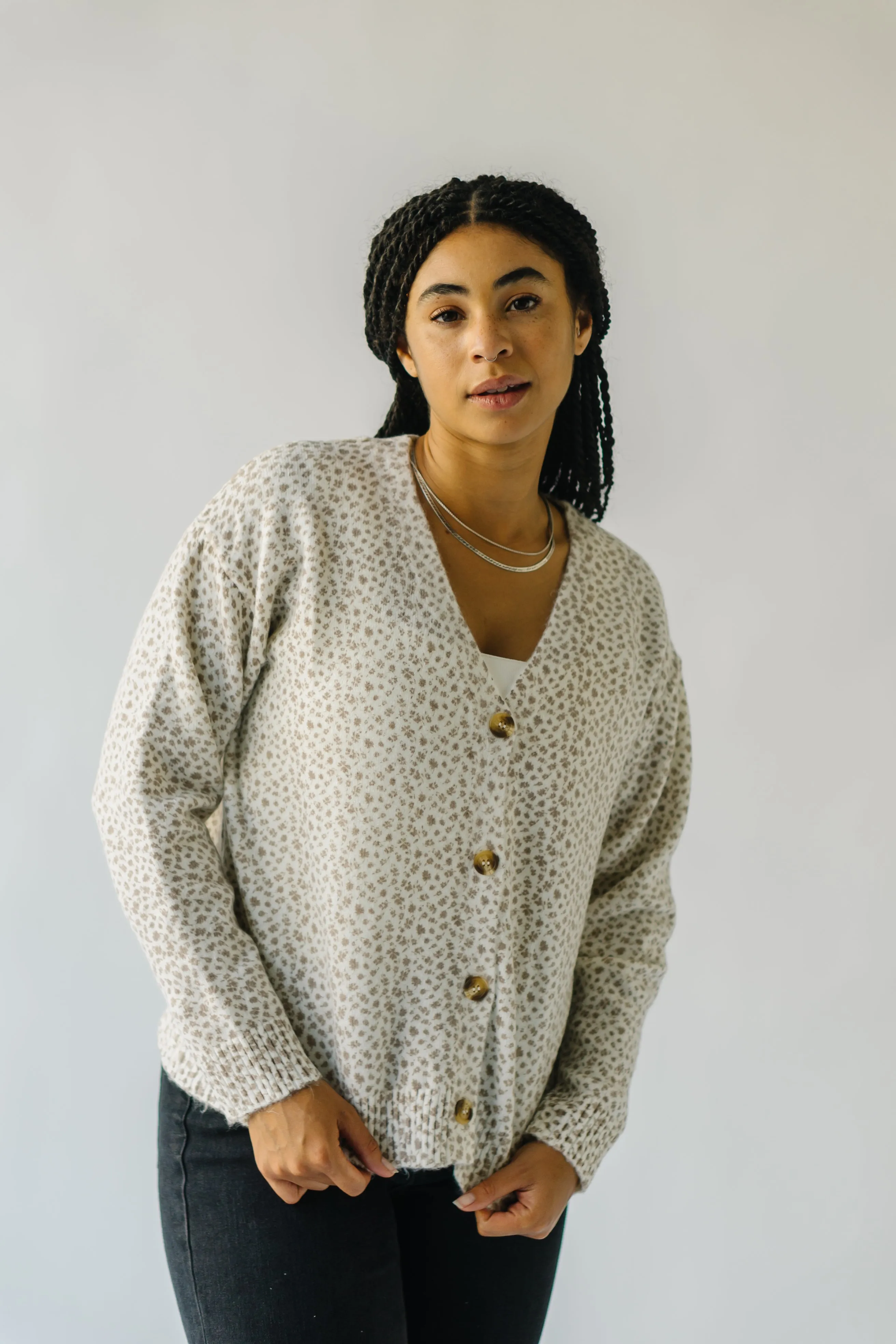 The Chaplin Floral Cardigan in Cream   Taupe