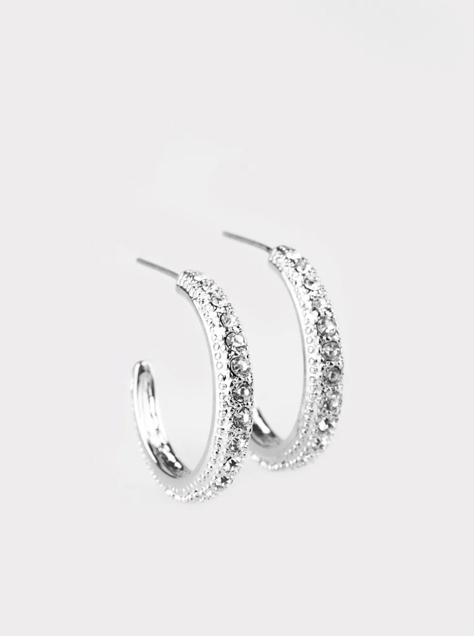 Twinkling Tinseltown White Hoop Earrings