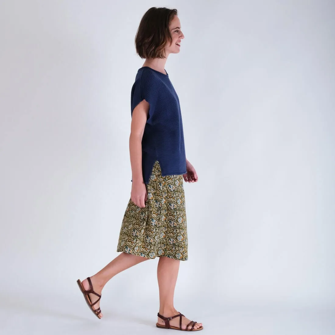 Velma Cotton A-line Skirt | Olive Paisley Print