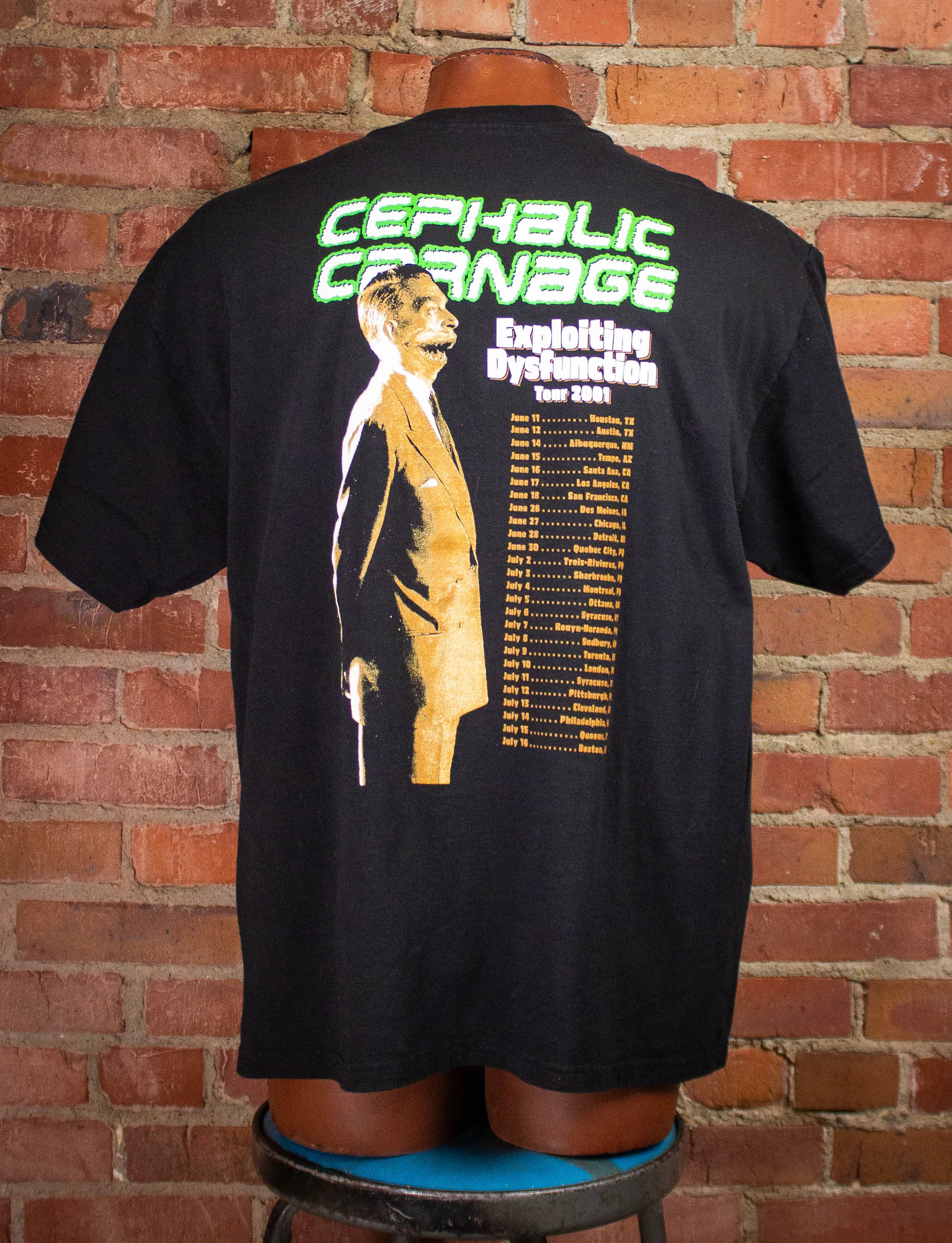 Vintage Cephalic Carnage Exploiting Dysfunction Concert T Shirt 2001 Black XL