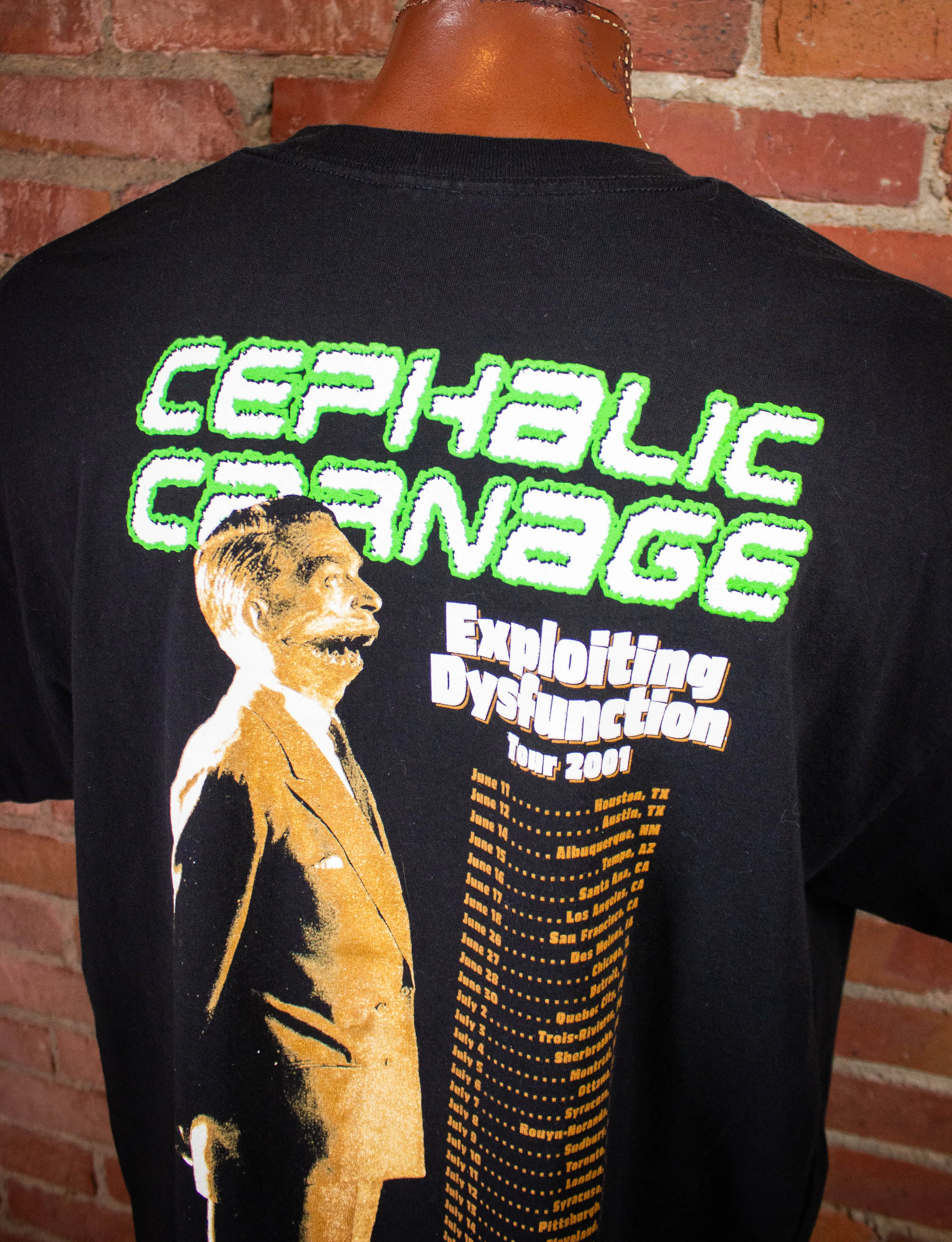 Vintage Cephalic Carnage Exploiting Dysfunction Concert T Shirt 2001 Black XL