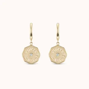 Wee PB Earrings White Diamonds Raised Gold - Yellow Gold