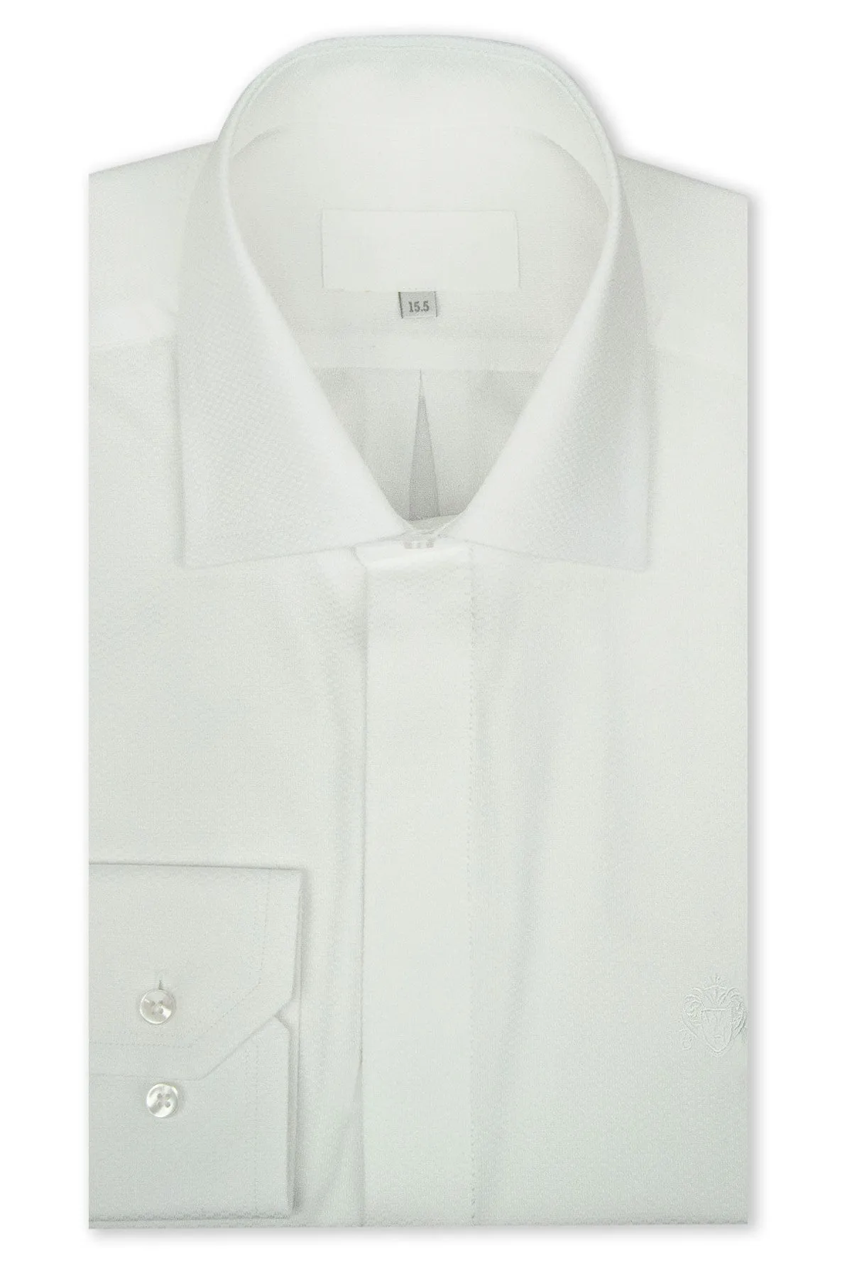 White Cutaway Point Collar Weave Shirt