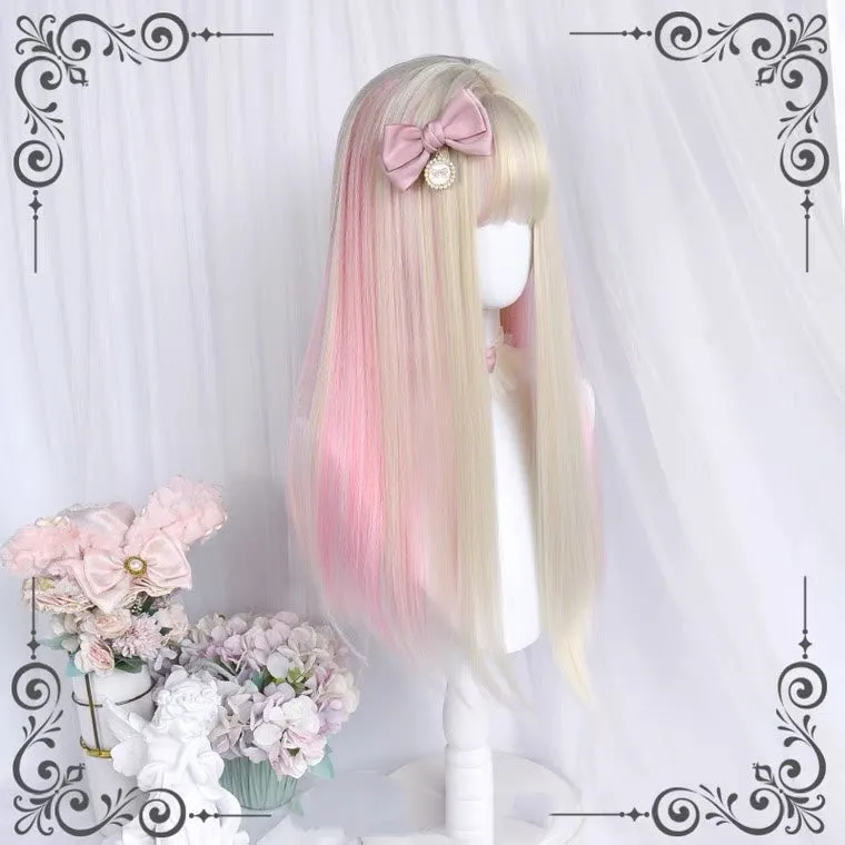 [WHITE PEACH MILK] MIXTURE LONG STRAIGHT WIG BY90142