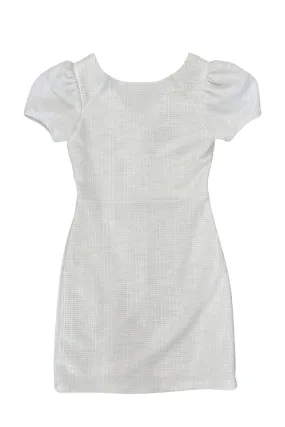 White Tweed Puff Sleeve Dress