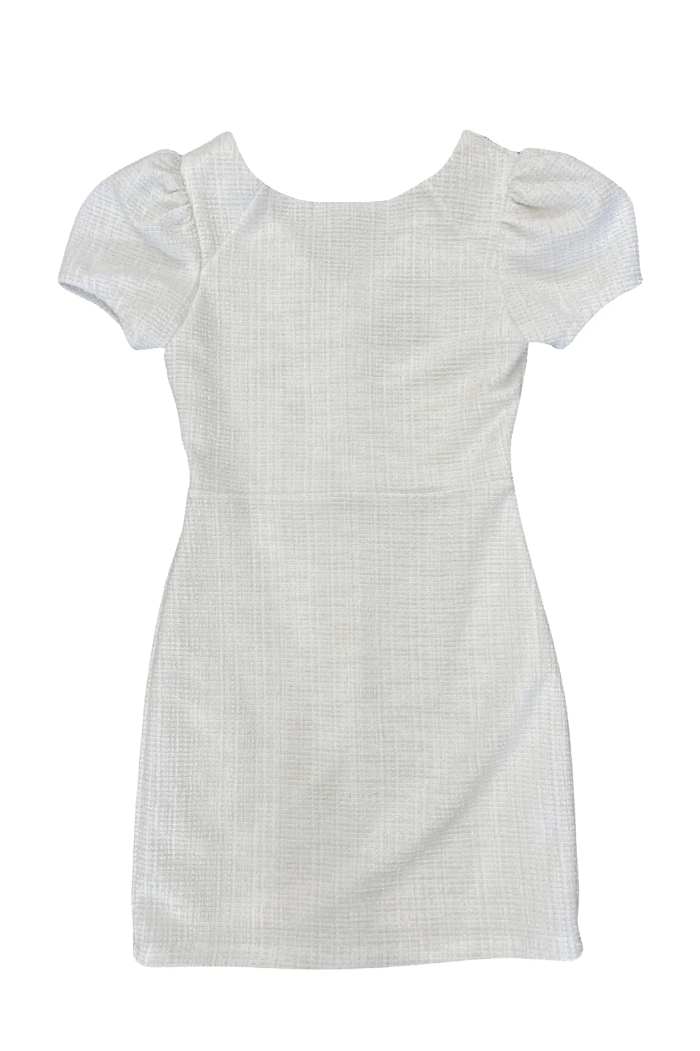 White Tweed Puff Sleeve Dress